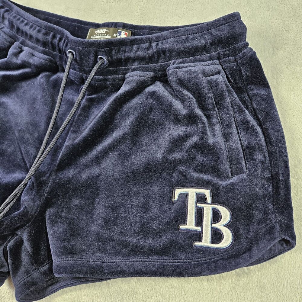 Tampa Bay Rays Velour Shorts Womens M Pro Standard Navy MLB Drawstring Elastic - Picture 3 of 10